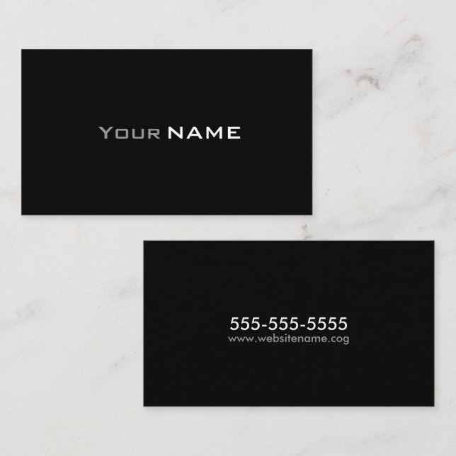 Tarjeta De Visita Blanco gris negro simple (Anverso / Reverso)