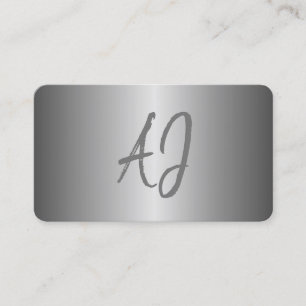 Tarjeta De Visita Blanco gris plateado moderno monogramado