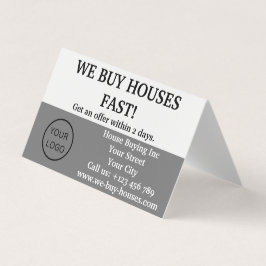 Tarjeta De Visita Blanco Gris Realtor Simple Compramos Casas Doblada