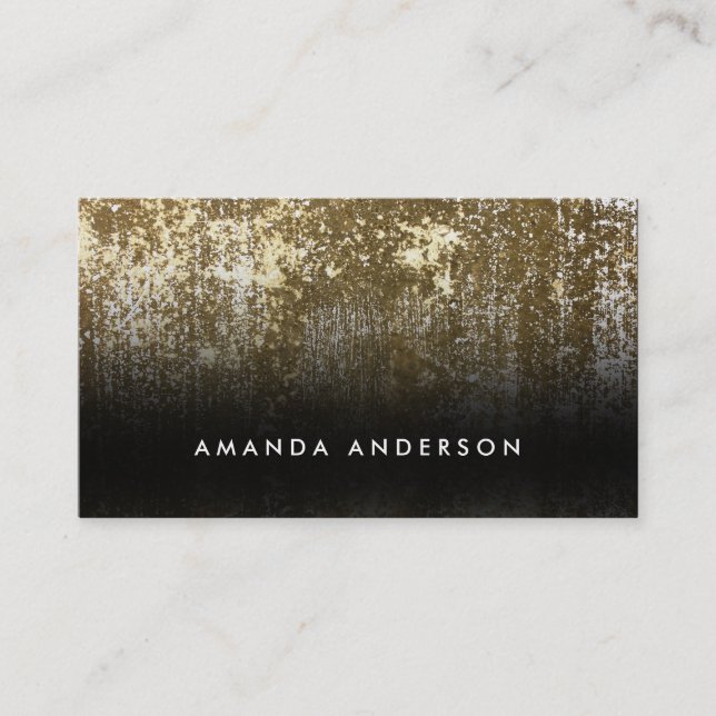 Tarjeta De Visita Blanco grueso contemporáneo y oro (Anverso)