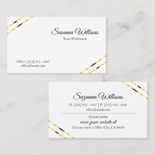 Tarjeta De Visita Blanco Liso con Líneas Doradas Clásico y Elegante