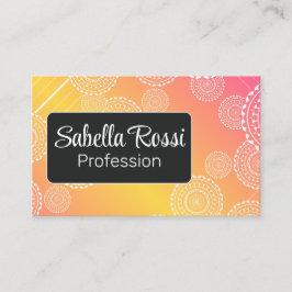 Tarjeta De Visita Blanco Mandala Amarillo Alucinado Arcoiris Amarill