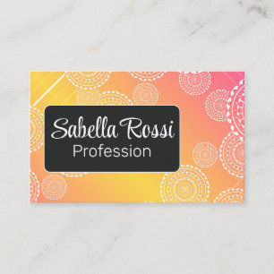 Tarjeta De Visita Blanco Mandala Amarillo Alucinado Arcoiris Amarill