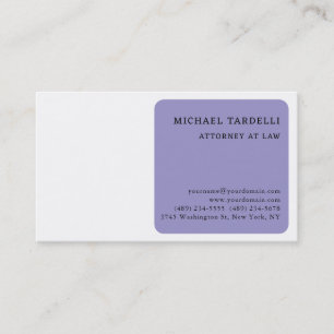Tarjeta De Visita Blanco Minimalista Clásico Morado Pálido