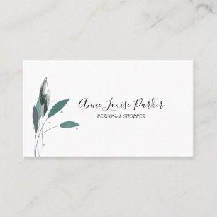 Tarjeta De Visita Blanco minimalista con hojas delgadas