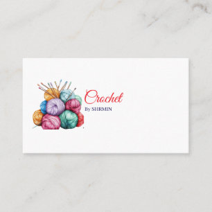 Tarjeta De Visita Blanco minimalista Crochet Gracias & Descuento
