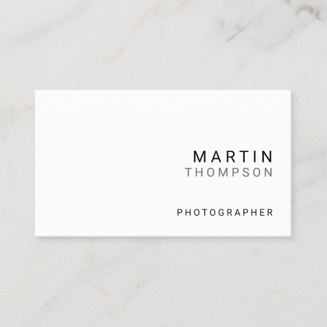 Tarjeta De Visita Blanco Minimalista profesional (Anverso)