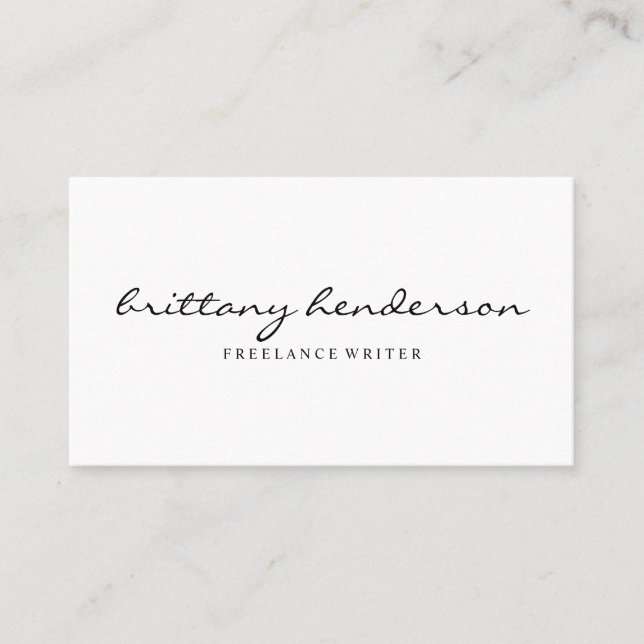 Tarjeta De Visita Blanco Minimalista profesional moderno manuscrito (Anverso)