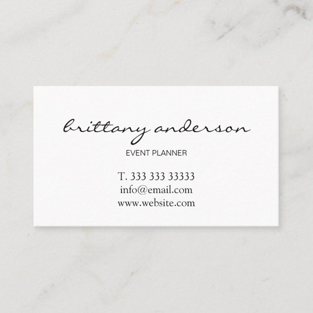 Tarjeta De Visita Blanco Minimalista profesional moderno manuscrito (Anverso)