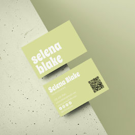 Tarjeta De Visita Blanco minimalista y cal | Código QR moderno