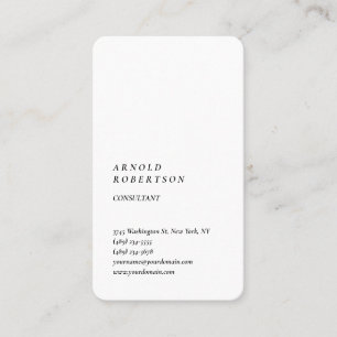 Tarjeta De Visita Blanco Minimalista y simple vertical