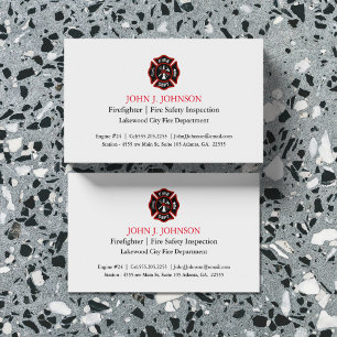 Tarjeta De Visita Blanco mínimo moderno del inspector del fuego del