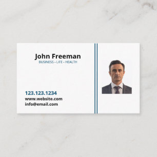 Tarjeta De Visita Blanco moderno con agente de seguros Blue Lines