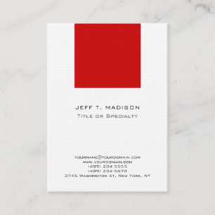 Tarjeta De Visita Blanco Moderno Limpio Minimalista Rojo