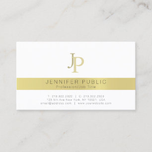 Tarjeta De Visita Blanco moderno profesional del monograma elegante