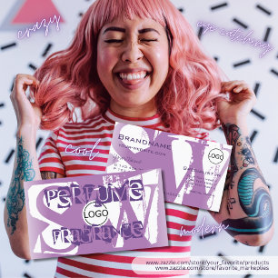 Tarjeta De Visita Blanco morado Lilac moderno con logotipo y monogra