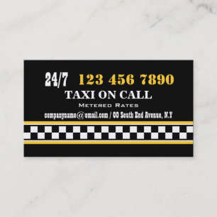 Tarjeta De Visita Blanco negro amarillo #4 del taxi