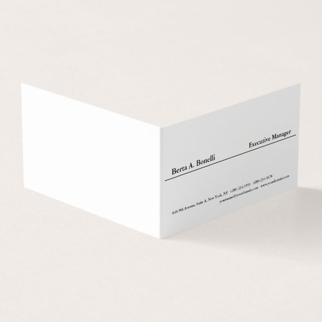 Tarjeta De Visita Blanco negro claro Minimalista moderno (Exterior)