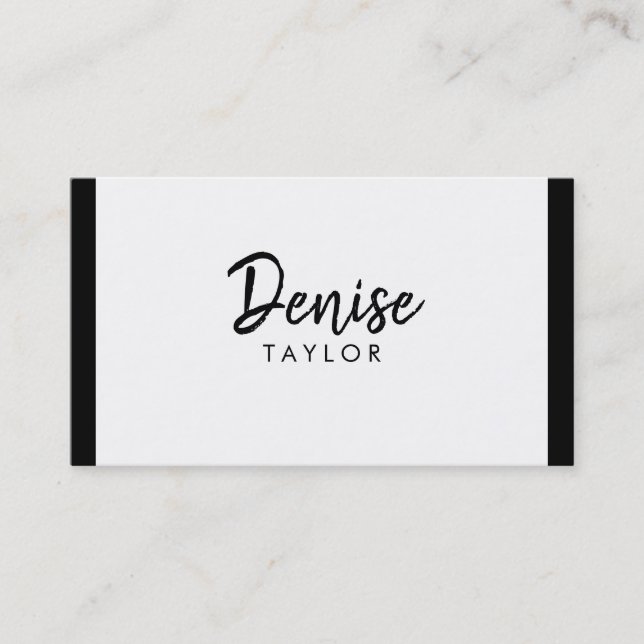 Tarjeta De Visita Blanco negro cuadrado moderno minimalista (Anverso)