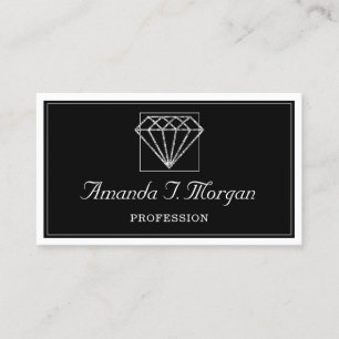 Tarjeta De Visita Blanco negro de diamante del planificador de la bo