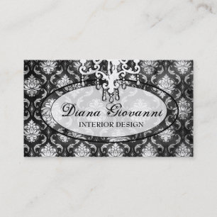 Tarjeta De Visita Blanco negro del damasco de la CROMATOGRAFÍA