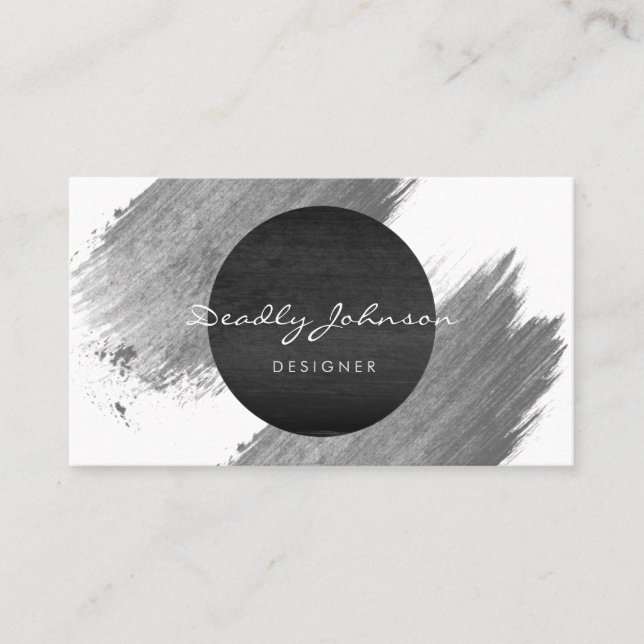 Tarjeta De Visita Blanco negro elegante del extracto moderno de la (Anverso)