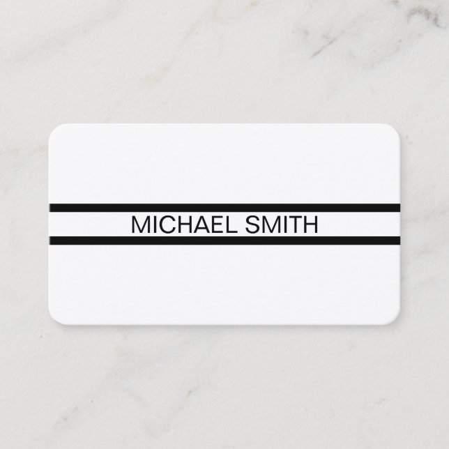 Tarjeta De Visita Blanco negro elegante profesional (Anverso)