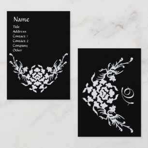 Tarjeta De Visita BLANCO NEGRO GRIFFINS FLORAL MONOGRAM Pearl