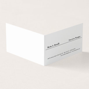Tarjeta De Visita Blanco negro liso minimalista moderno