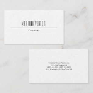 Tarjeta De Visita Blanco negro llano simple profesional intrépido