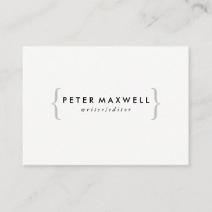 Tarjeta De Visita Blanco negro minimalista con corchetes