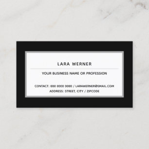Tarjeta De Visita blanco negro moderno rectangular profesional