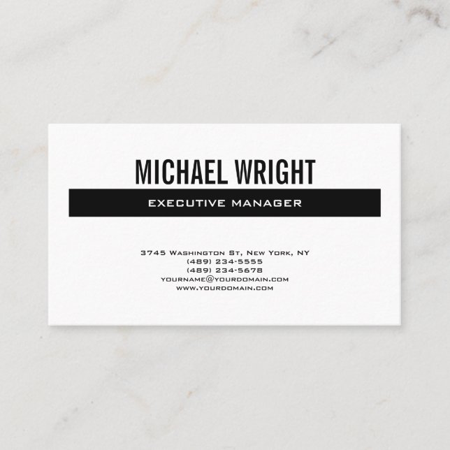 Tarjeta De Visita Blanco negro moderno simple Minimalista (Anverso)