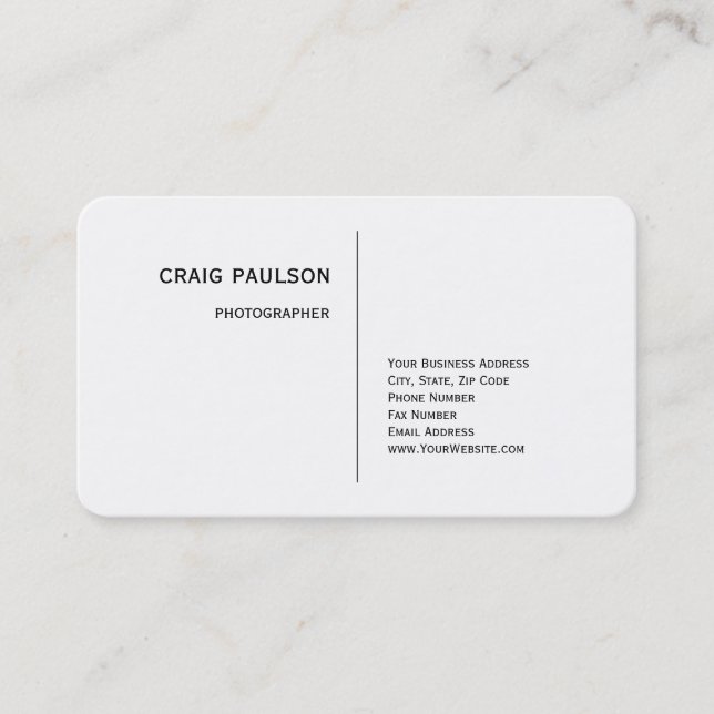 Tarjeta De Visita Blanco negro negro moderno Minimalista (Anverso)