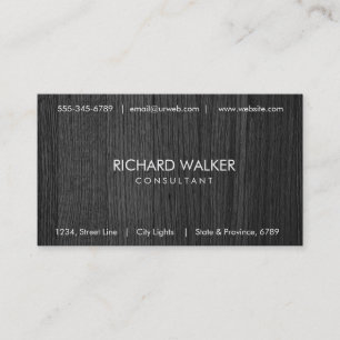 Tarjeta De Visita Blanco profesional elegante de madera negra