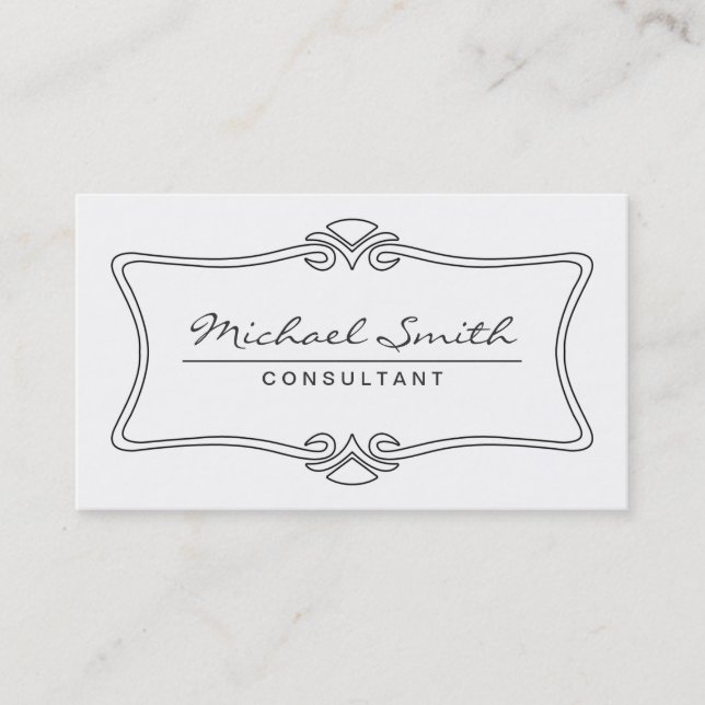 Tarjeta De Visita Blanco profesional elegante del art déco del (Anverso)