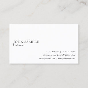 Tarjeta De Visita Blanco Profesional Limpio Llanto Elegante Moderno