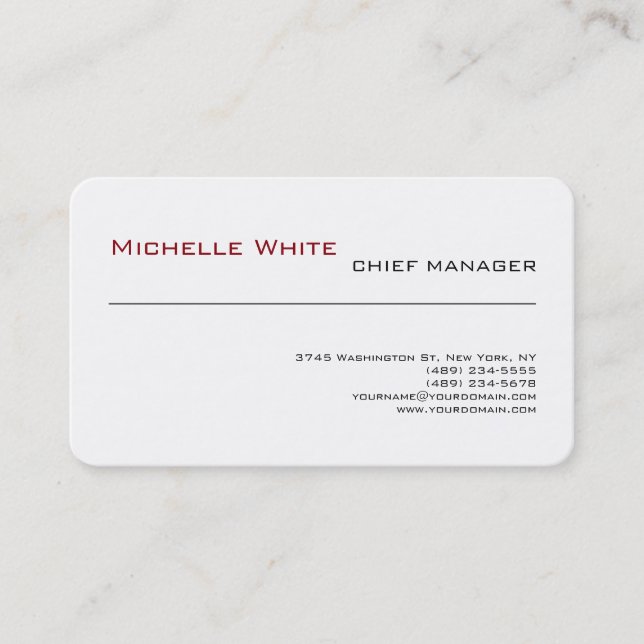 Tarjeta De Visita Blanco Profesional Simple Llanto Moderno Minimalis (Anverso)
