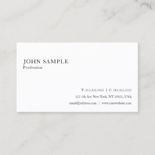 Tarjeta De Visita Blanco Profesional Simple Plain Elegante Moderno