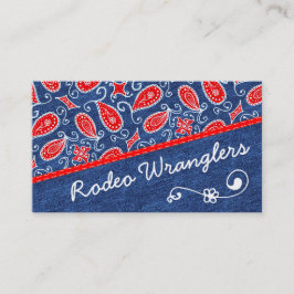 Tarjeta De Visita Blanco rojo floral lindo y tejanos de Paisley del