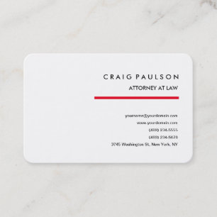 Tarjeta De Visita Blanco rojo minimalista profesional elegante
