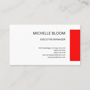Tarjeta De Visita Blanco Rojo Minimalista sencillo y sencillo modern