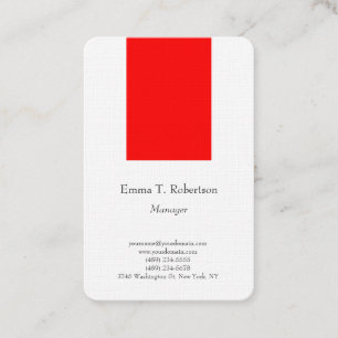 Tarjeta De Visita Blanco rojo minimalista y de diseño