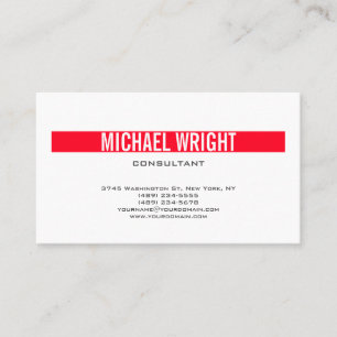Tarjeta De Visita Blanco Rojo Moderno Llanto Simple Minimalista