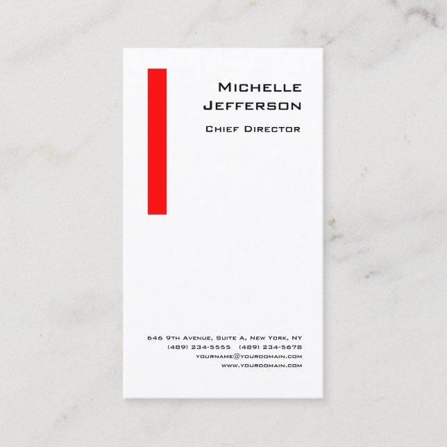 Tarjeta De Visita Blanco rojo moderno profesional (Anverso)
