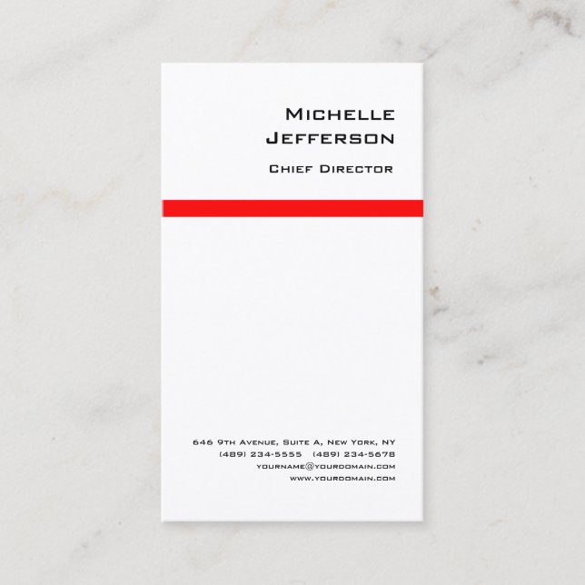 Tarjeta De Visita Blanco rojo moderno profesional (Anverso)