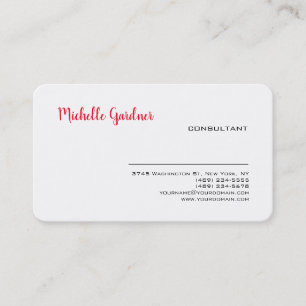 Tarjeta De Visita Blanco Rojo popular fuentes modernistas Minimalist