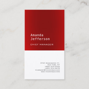 Tarjeta De Visita Blanco rojo profesional Minimalista de seda premiu