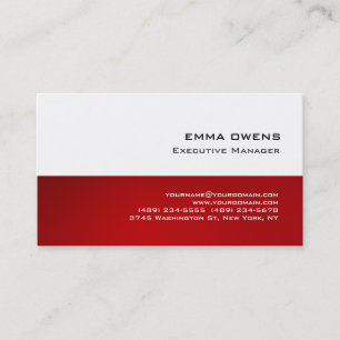 Tarjeta De Visita Blanco Rojo Profesional Moderno Llanura Simple