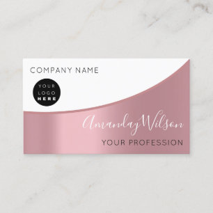 Tarjeta De Visita Blanco Rosa elegante profesional